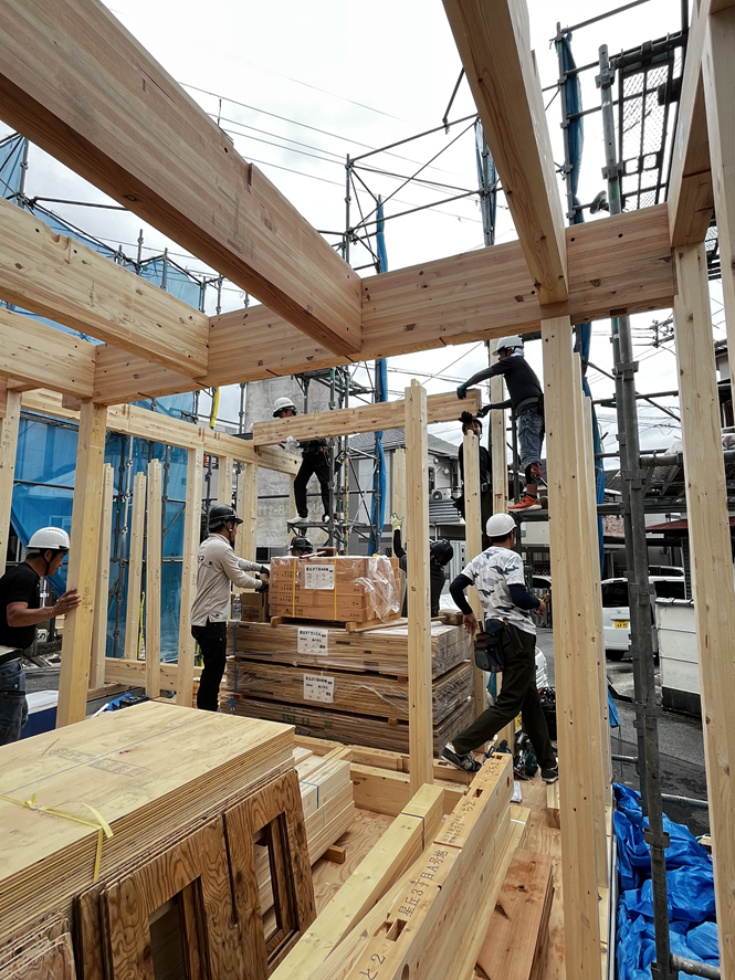 枚方市注文住宅F様邸の棟上げ工事3
